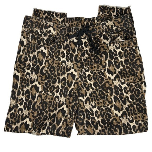 Royalty for Me‎ High Rise Distressed Ankle Joggers Leopard Print Size Large - Picture 4 of 11